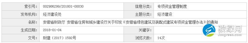 安徽省财政厅 安徽省住房和城乡建设厅关于印发《安徽省绿色建筑及装配式建筑专项资金管理办法》的通知