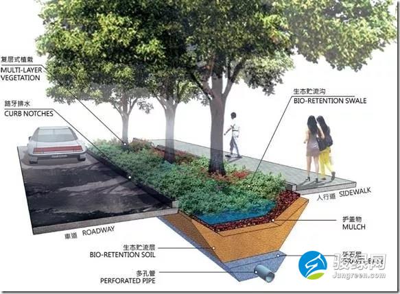 LID理念解决“海绵城市”问题示意图